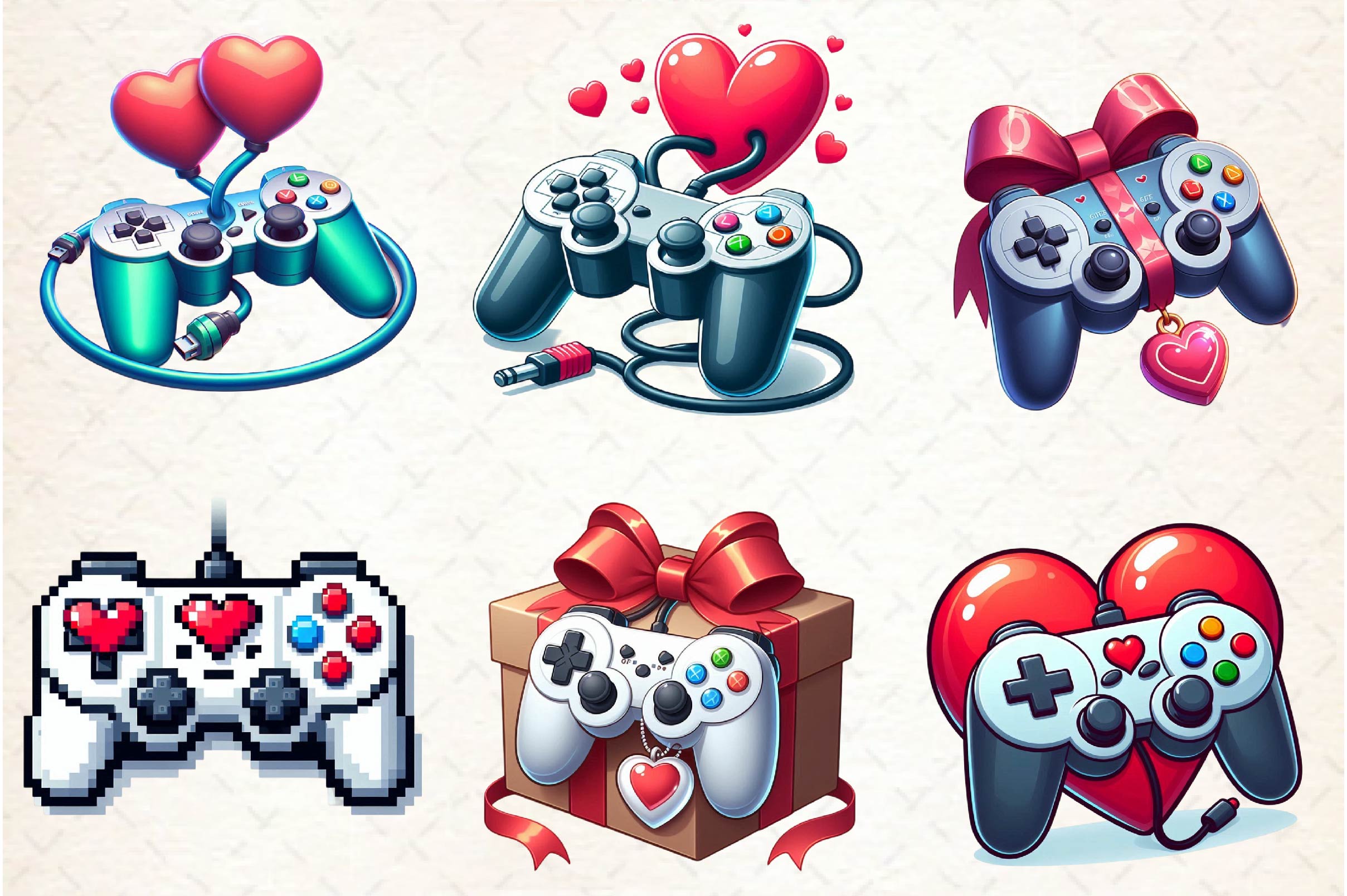 Valentine Game Controllers Clipart Bundle - CraftNest - Digital Crafting and Art