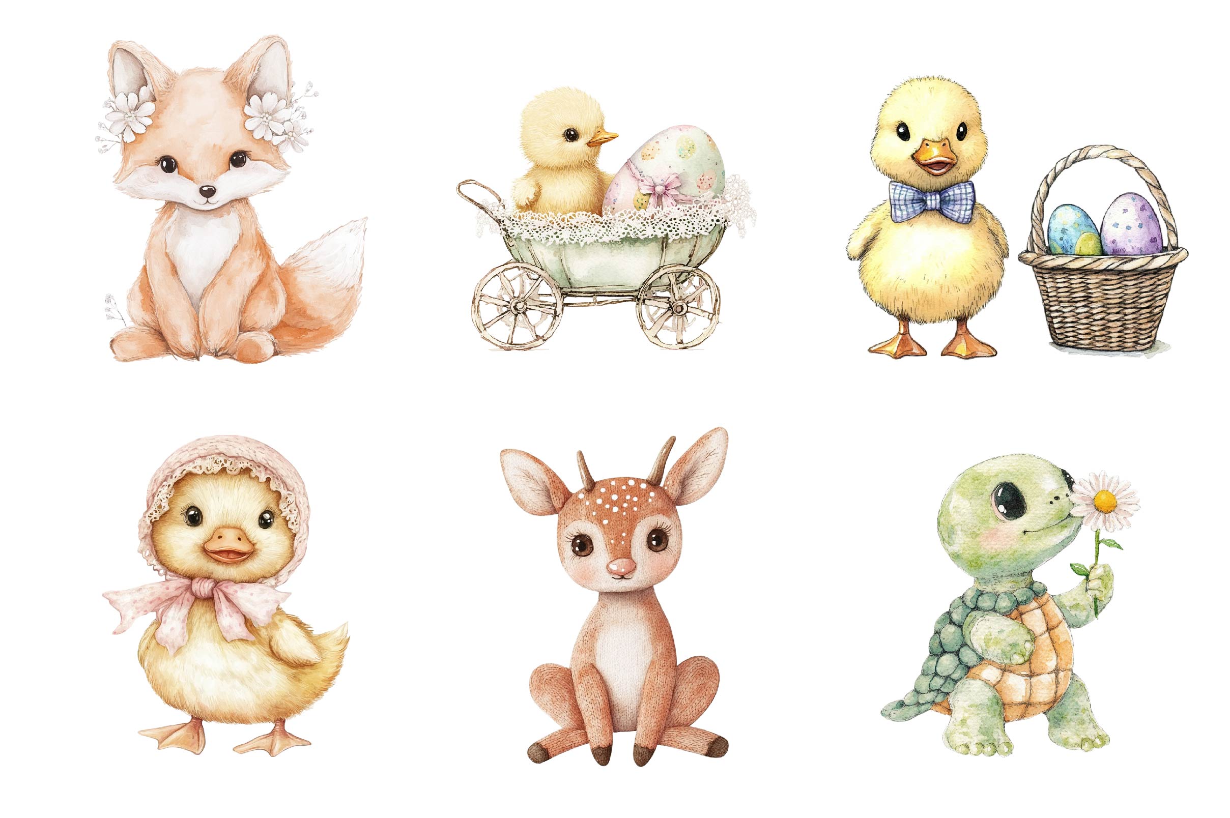 Vintage Knitted Plush Easter Baby Animals Clipart Bundle - CraftNest - Digital Crafting and Art