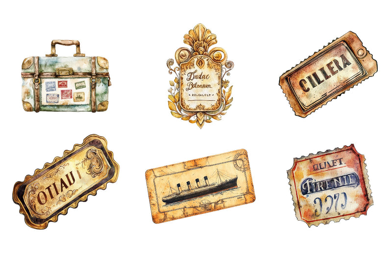 Vintage Old Tickets & Labels Clipart Bundle - CraftNest - Digital Crafting and Art