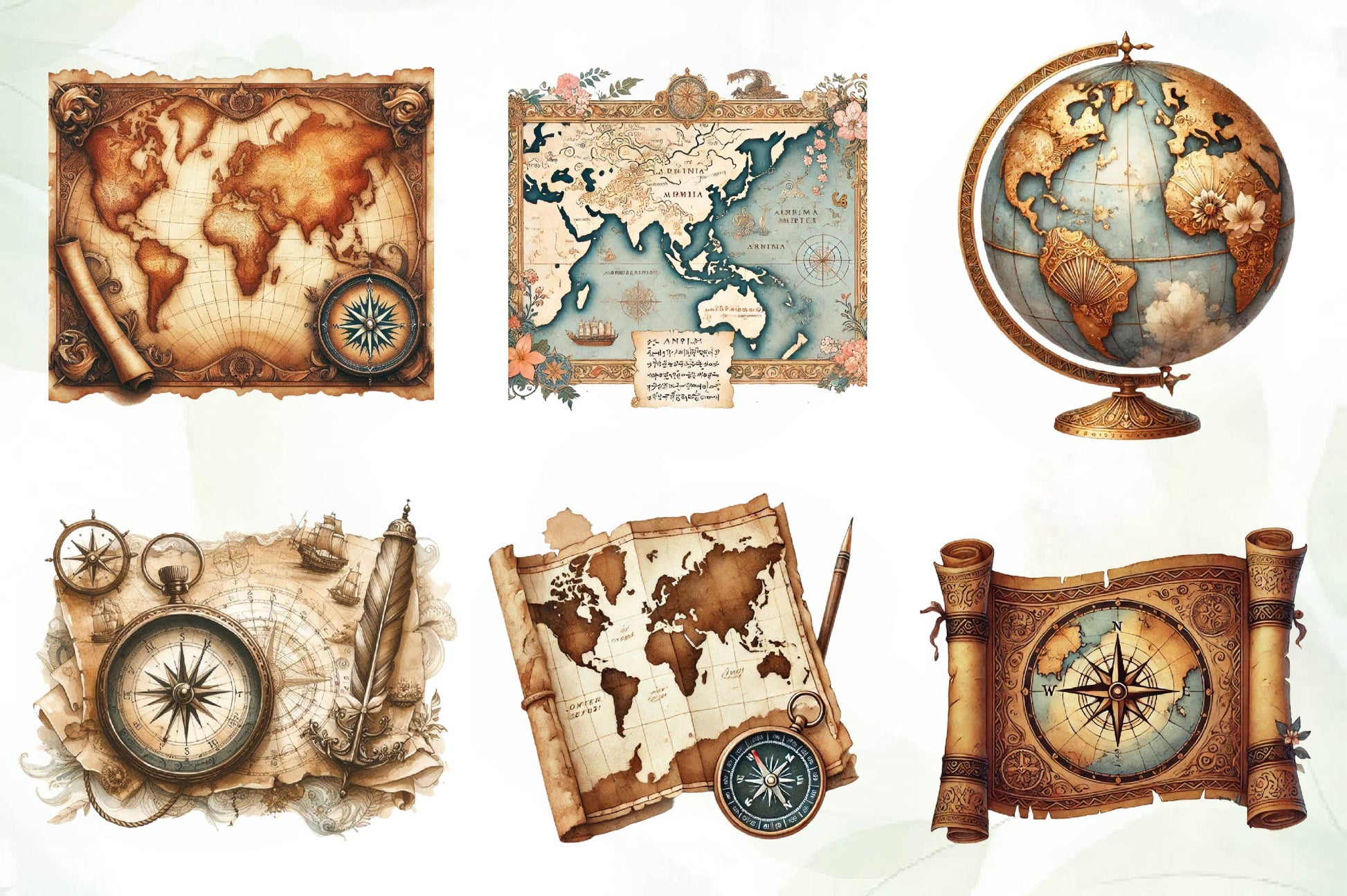 Old Maps Designs Clipart Bundle - CraftNest - Digital Crafting and Art