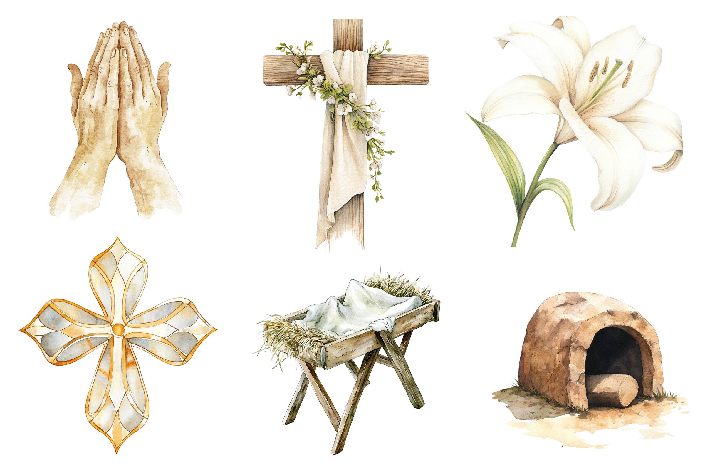 Beige Christian Easter Clipart Bundle - CraftNest - Digital Crafting and Art