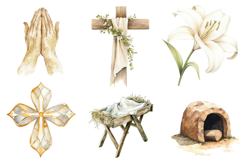 Beige Christian Easter Clipart Bundle - CraftNest - Digital Crafting and Art