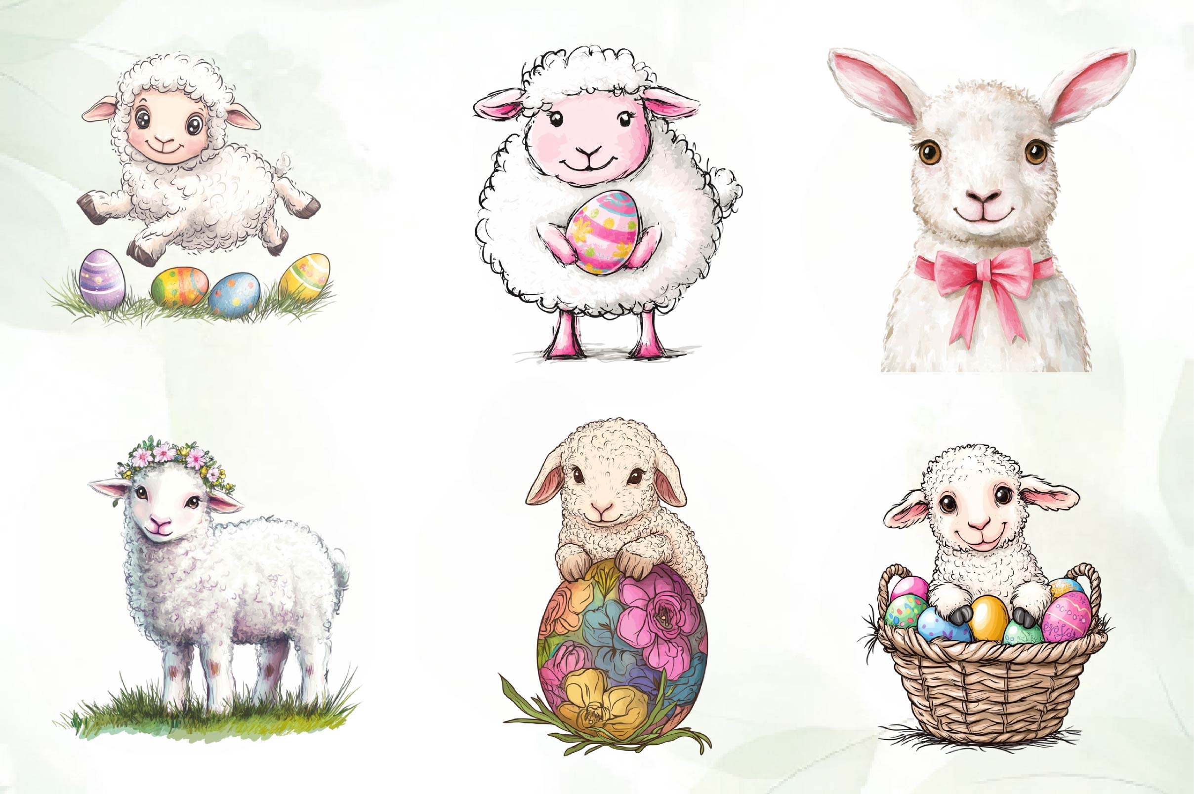 Brushstroke Sheep Easter Clipart Bundle - CraftNest - Digital Crafting and Art