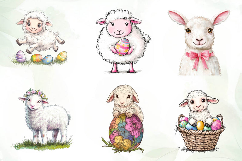 Brushstroke Sheep Easter Clipart Bundle - CraftNest - Digital Crafting and Art