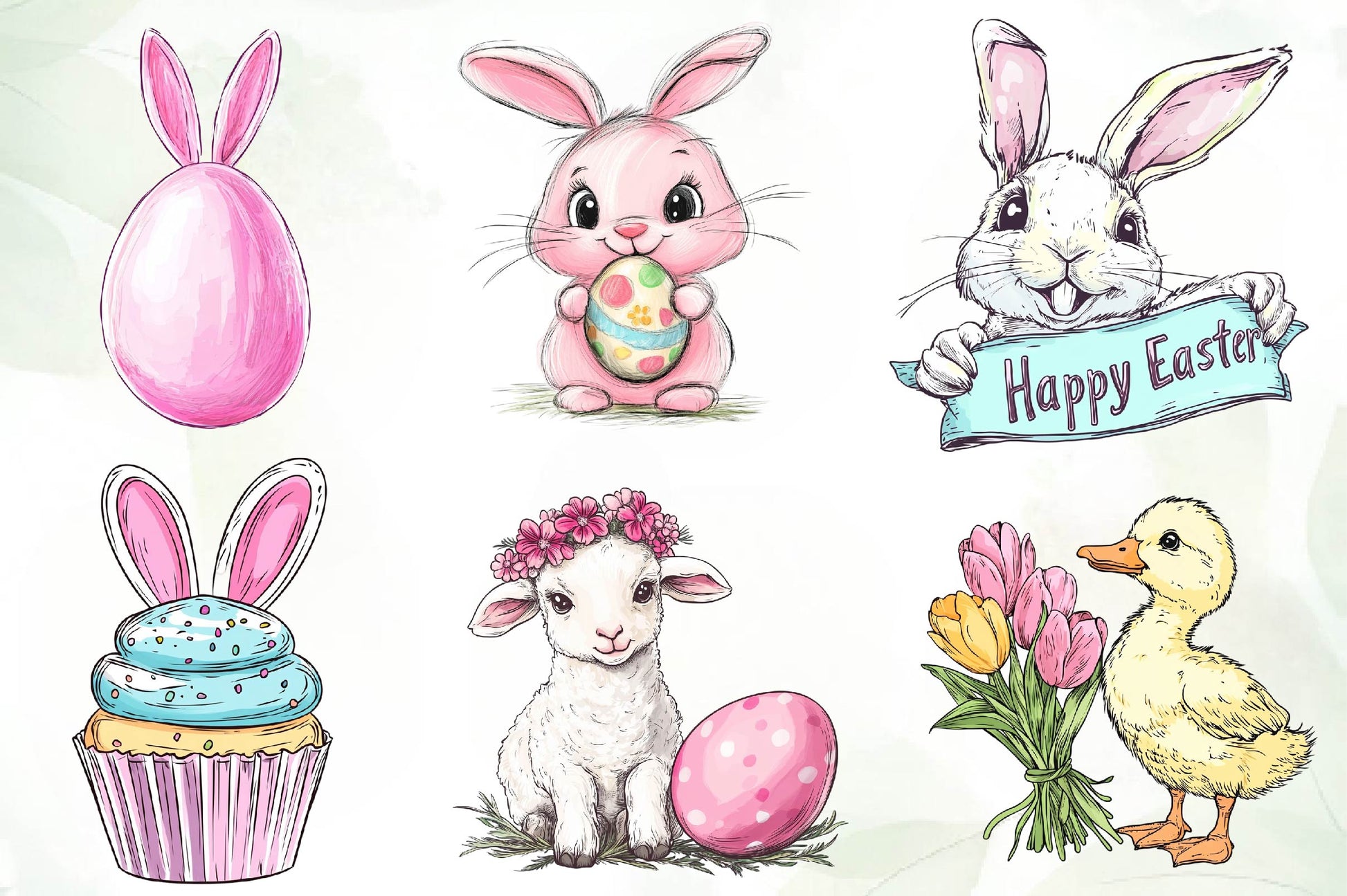 Cute Pastel Easter Clipart Bundle - CraftNest - Digital Crafting and Art