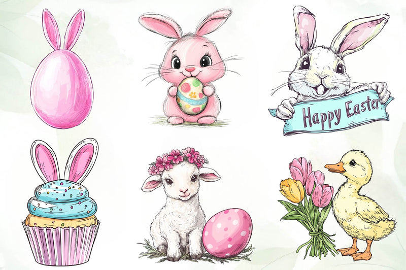 Cute Pastel Easter Clipart Bundle - CraftNest - Digital Crafting and Art