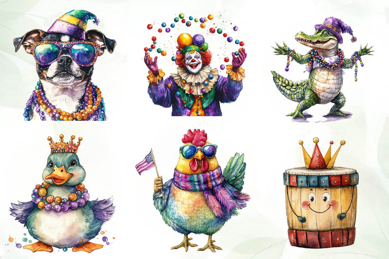 Funny Mardi Gras Clipart Bundle - CraftNest - Digital Crafting and Art