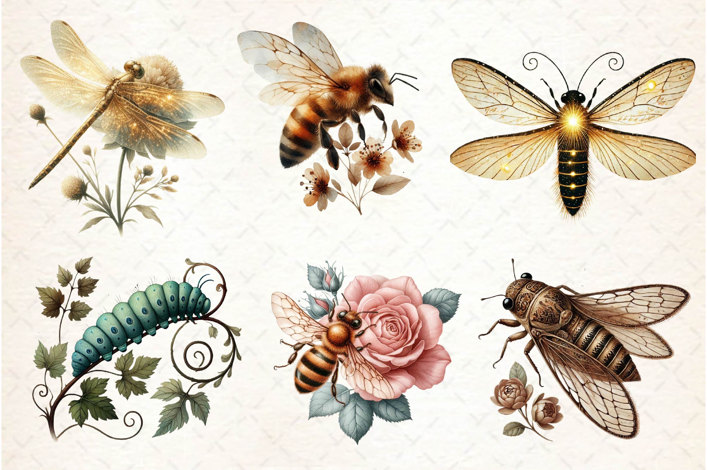 Vintage Spring Insect Clipart Bundle 1 - CraftNest - Digital Crafting and Art