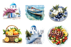 Summer Santorini Vacation Clipart Bundle - CraftNest - Digital Crafting and Art
