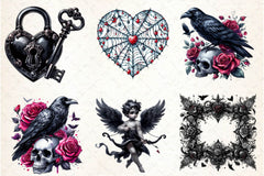 Gothic Valentines Day Clipart Bundle - CraftNest - Digital Crafting and Art