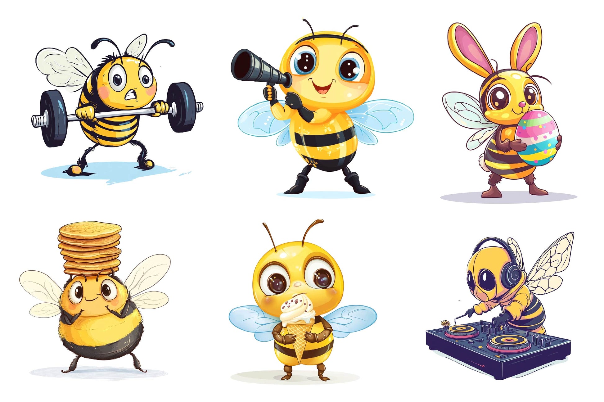 Quirky Funny Bee Clipart Bundle - CraftNest - Digital Crafting and Art