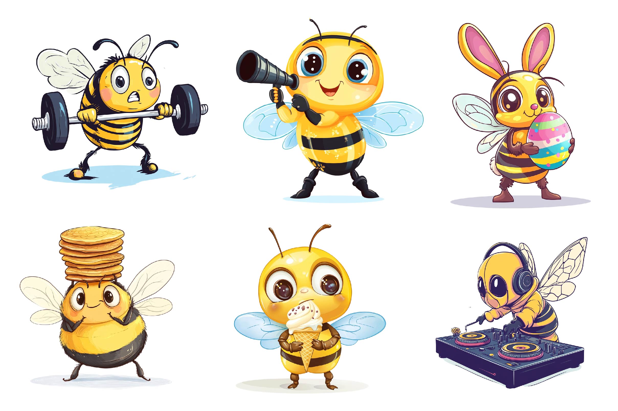 Quirky Funny Bee Clipart Bundle - CraftNest - Digital Crafting and Art