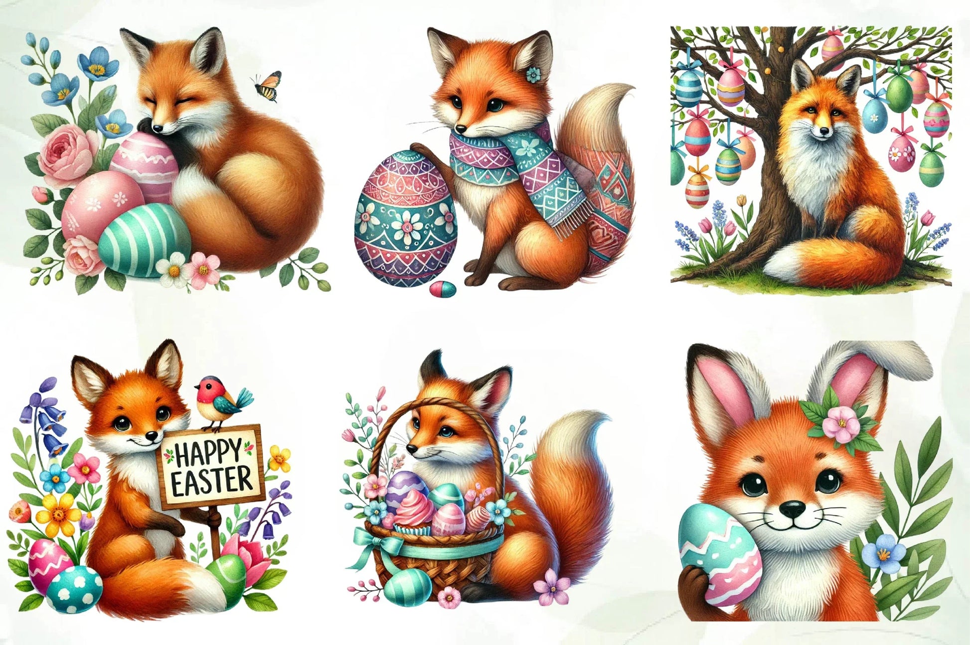Easter Fox Clipart Bundle - CraftNest - Digital Crafting and Art