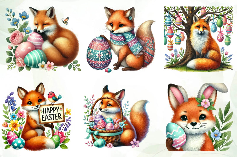 Easter Fox Clipart Bundle - CraftNest - Digital Crafting and Art