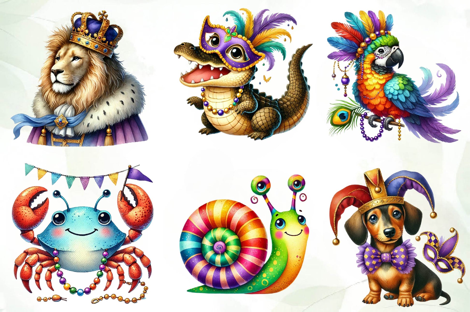 Mardi Gras Animals Clipart Bundle - CraftNest - Digital Crafting and Art