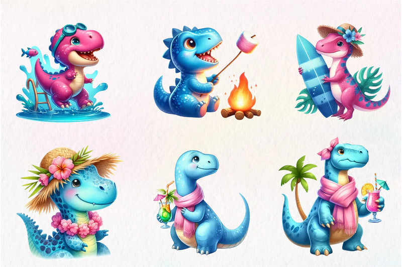 Summer Dinosaur Clipart Bundle - CraftNest - Digital Crafting and Art