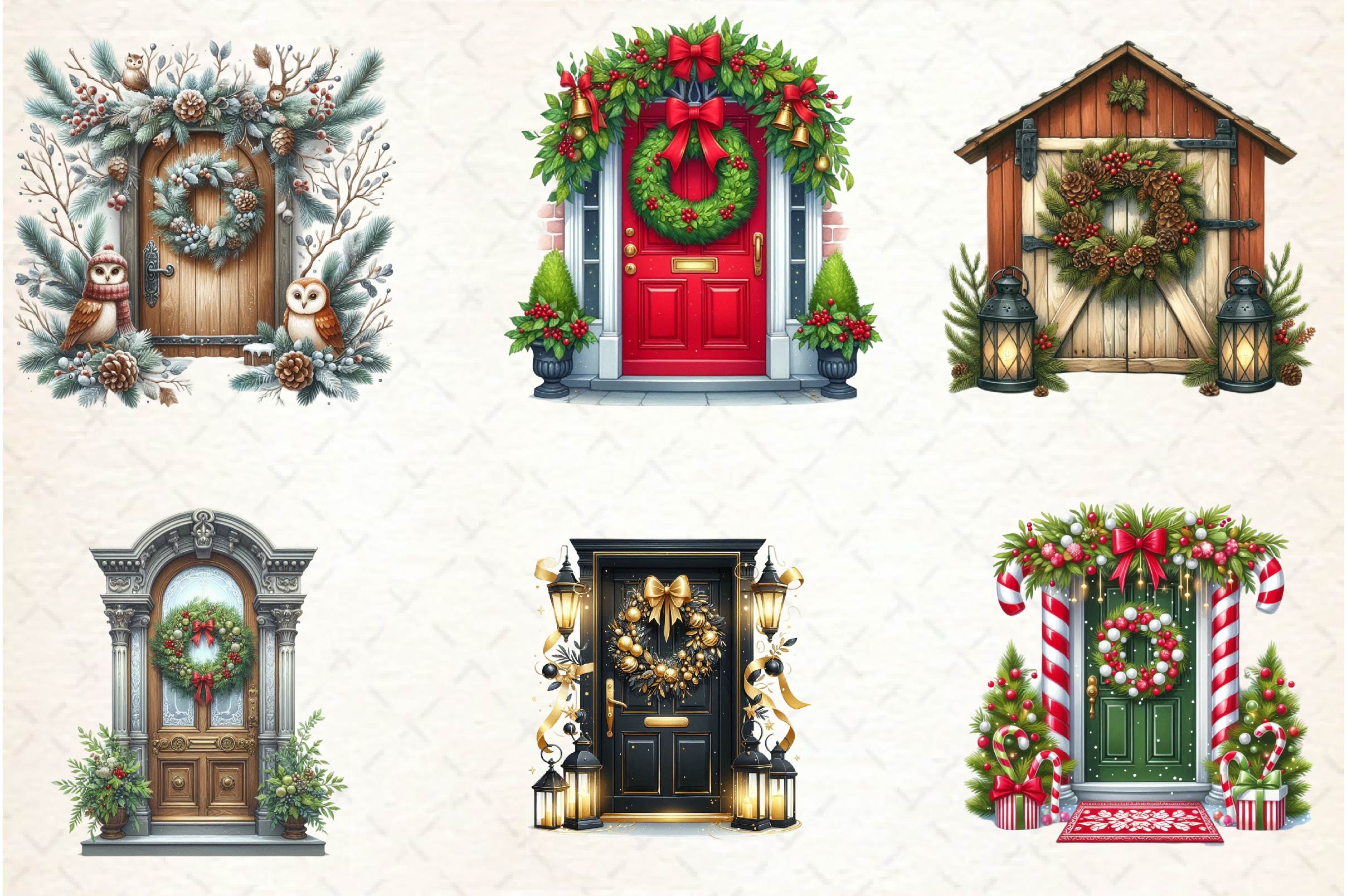 Christmas Door Clipart Bundle - CraftNest - Digital Crafting and Art