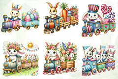 Bunny Train Clipart Bundle - CraftNest - Digital Crafting and Art