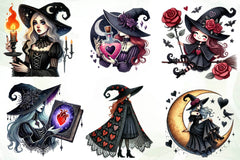 Valentine Gothic Witch Clipart Bundle - CraftNest - Digital Crafting and Art