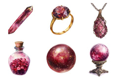 Burgundy Crystals And Gems Clipart Bundle - CraftNest - Digital Crafting and Art