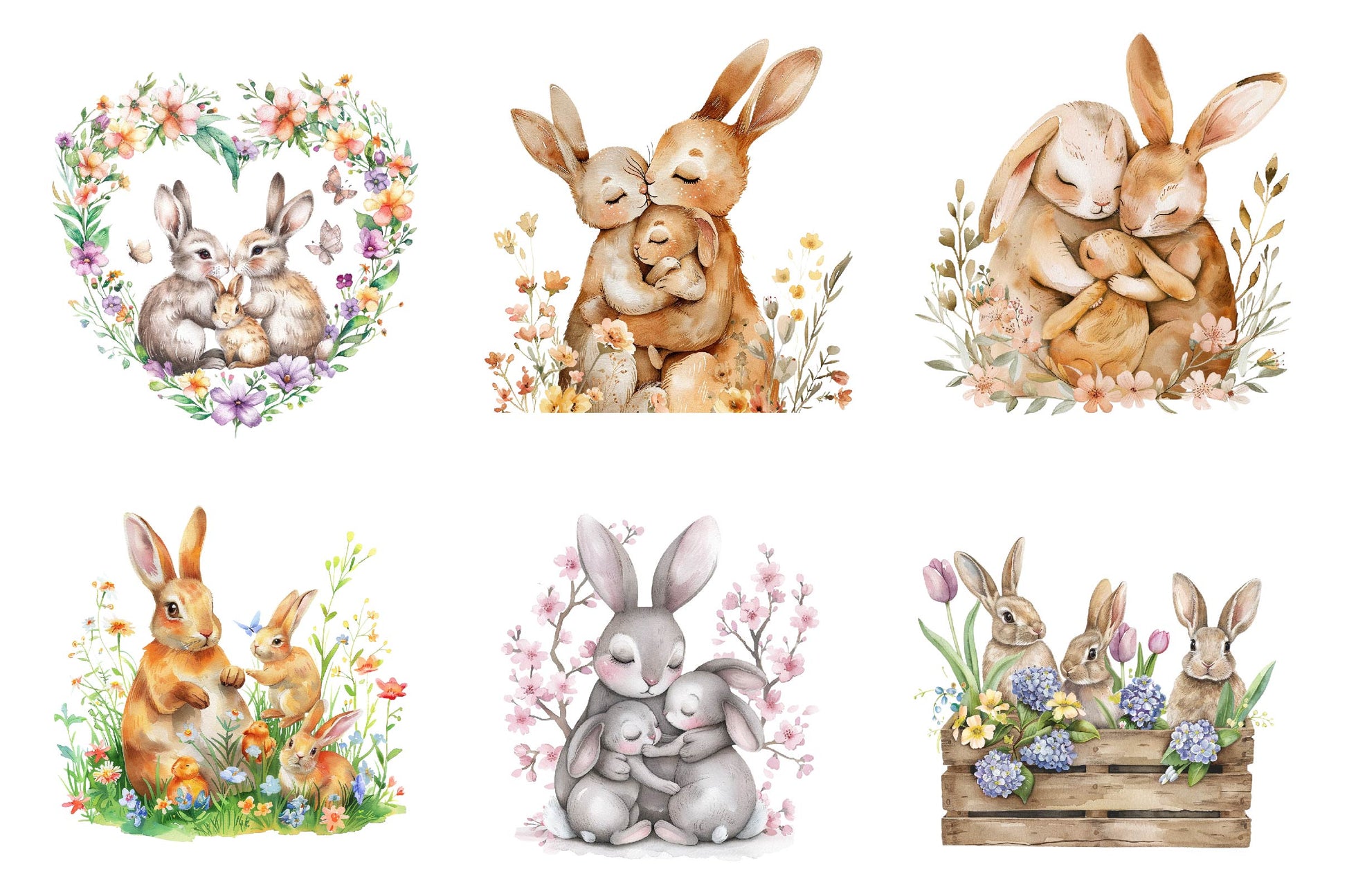 Springtime Bunny Family Clipart Bundle - CraftNest - Digital Crafting and Art