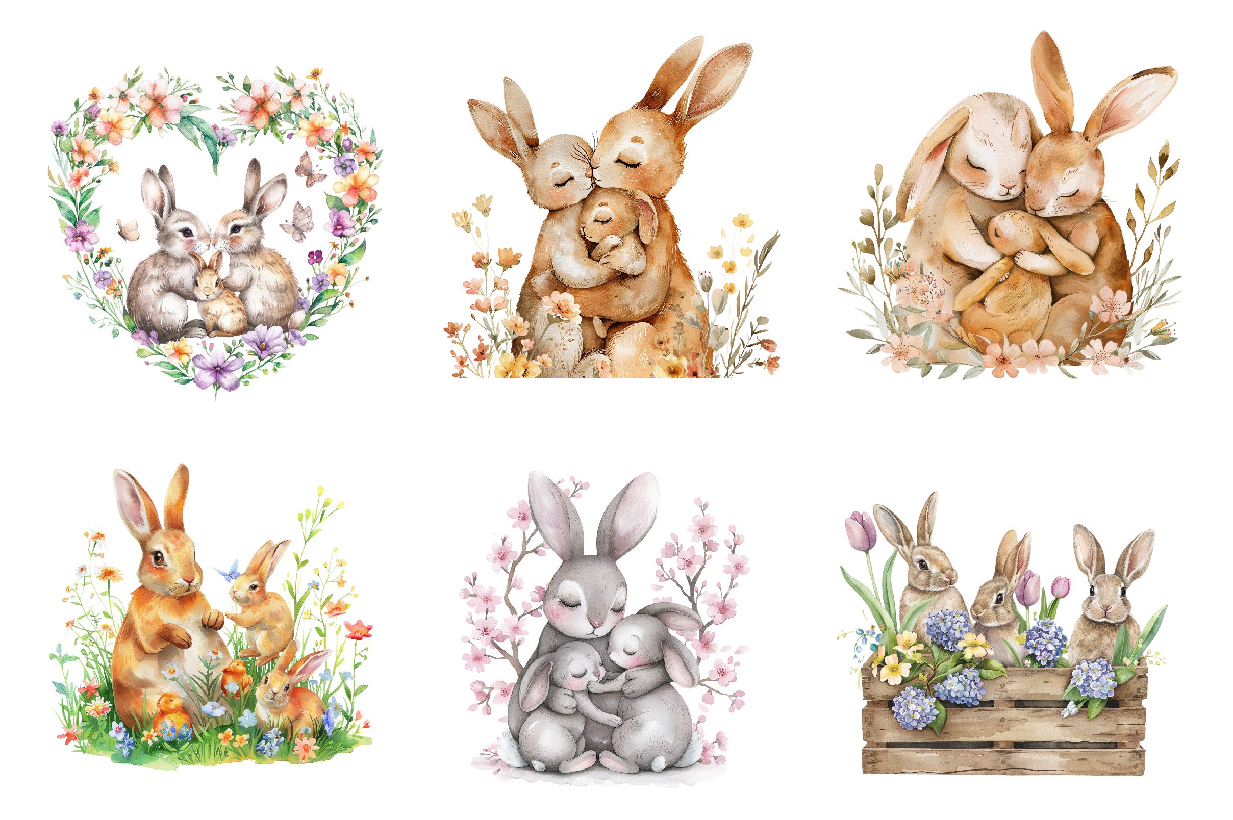 Springtime Bunny Family Clipart Bundle - CraftNest - Digital Crafting and Art