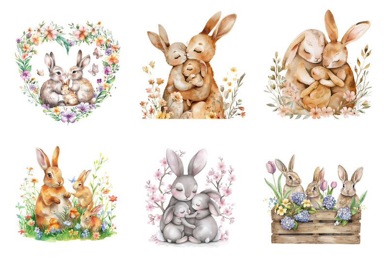 Springtime Bunny Family Clipart Bundle - CraftNest - Digital Crafting and Art