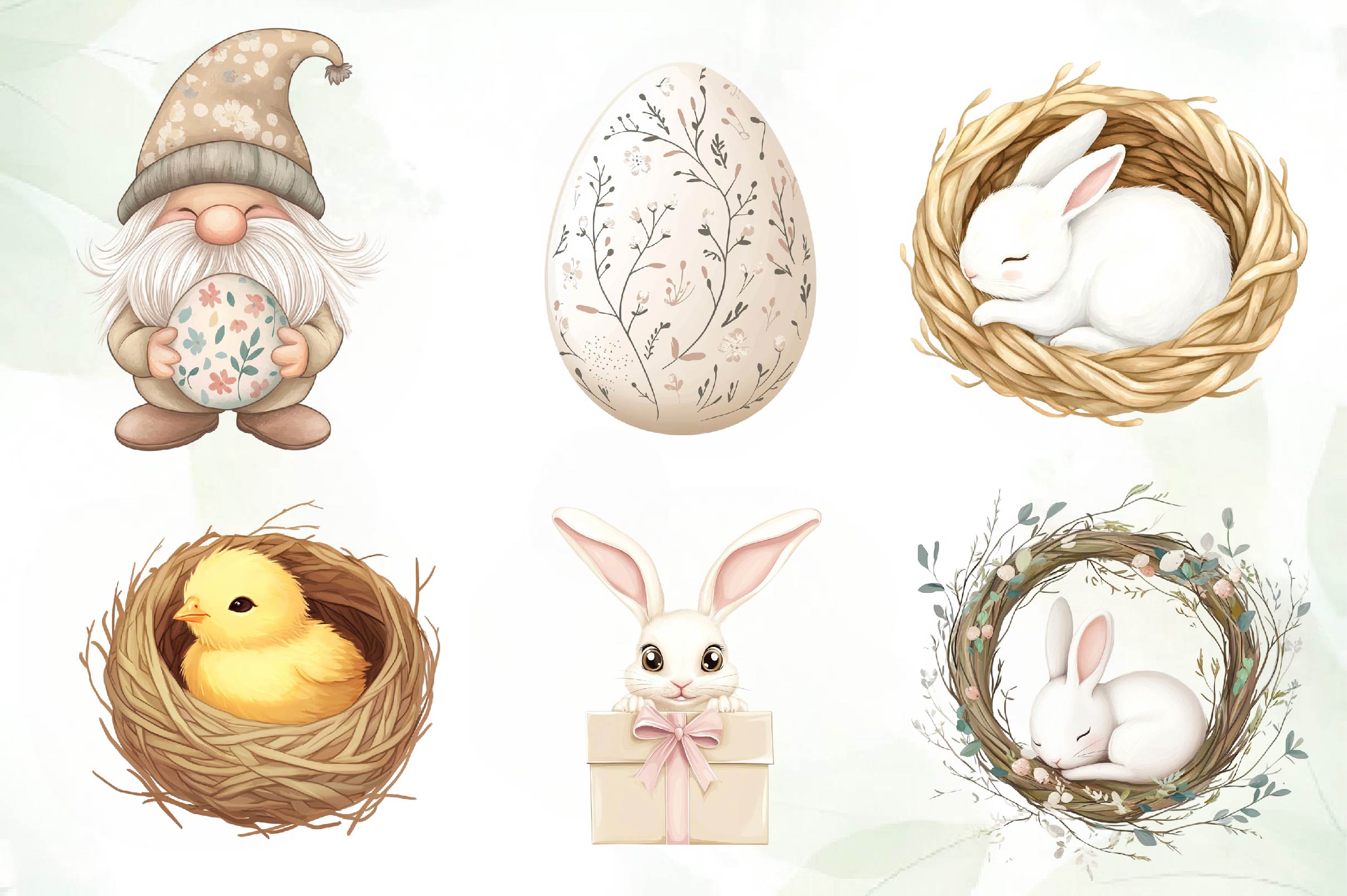 Neutral White Easter Clipart Bundle 2 - CraftNest - Digital Crafting and Art