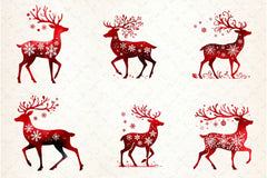 Christmas Reindeer Silhouette Clipart Bundle - CraftNest - Digital Crafting and Art