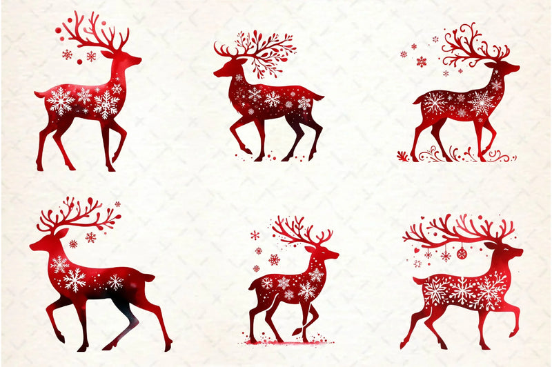Christmas Reindeer Silhouette Clipart Bundle - CraftNest - Digital Crafting and Art