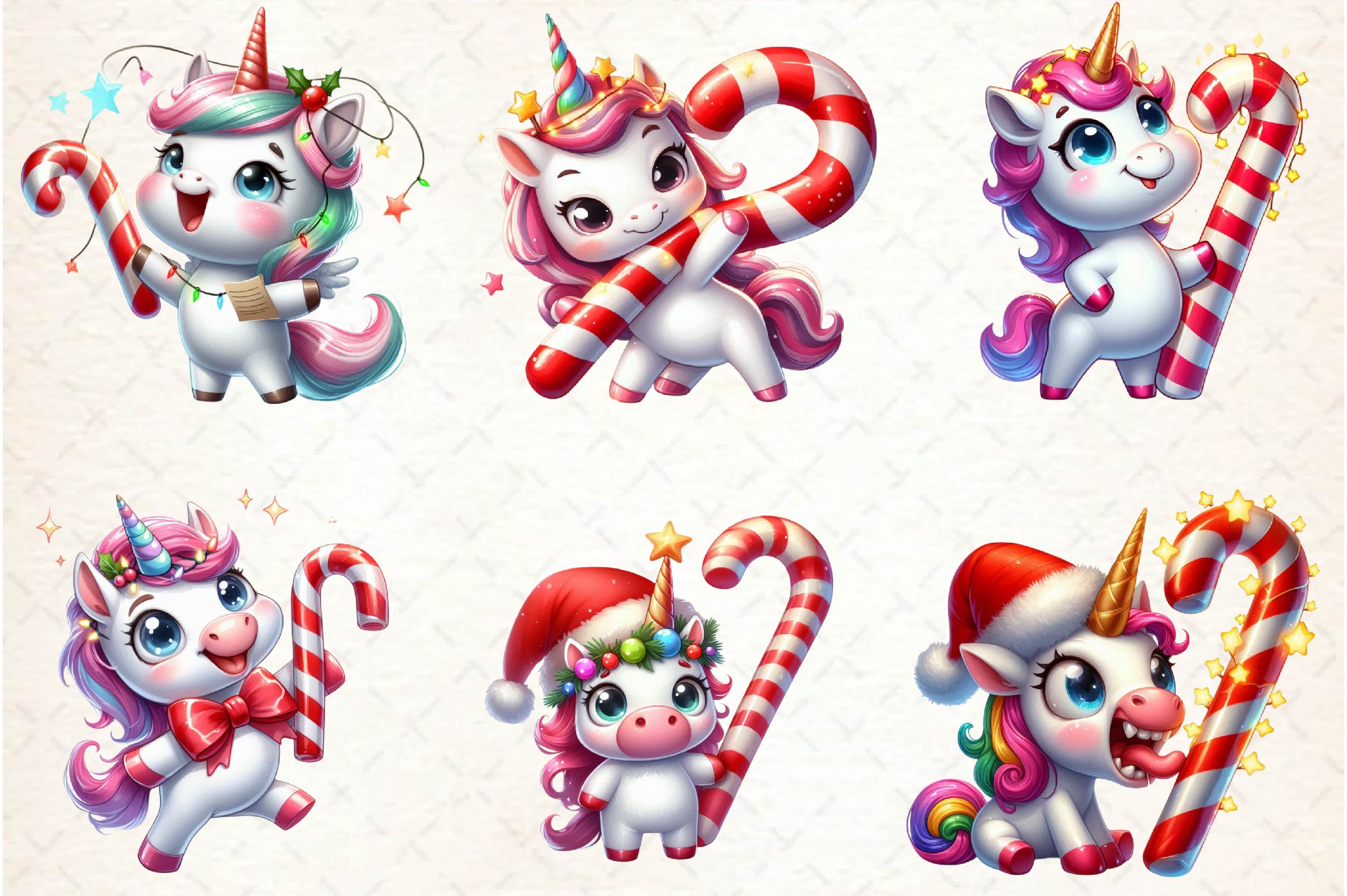 Funny Christmas Candy Unicorn Clipart Bundle - CraftNest - Digital Crafting and Art