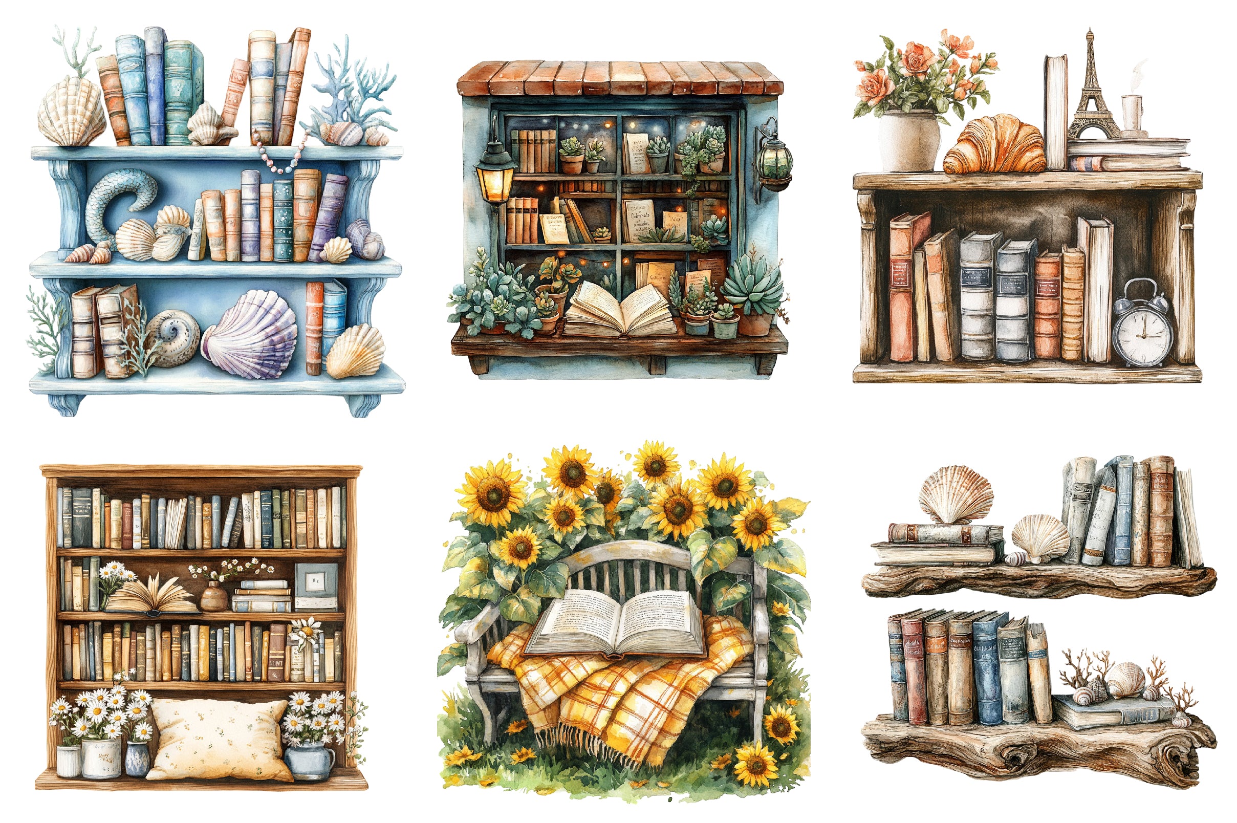 Summer Bookshelf Clipart Bundle - CraftNest - Digital Crafting and Art