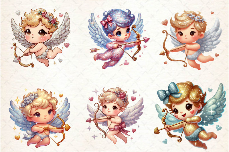 Glitter Valentine Cupid Clipart Bundle - CraftNest - Digital Crafting and Art