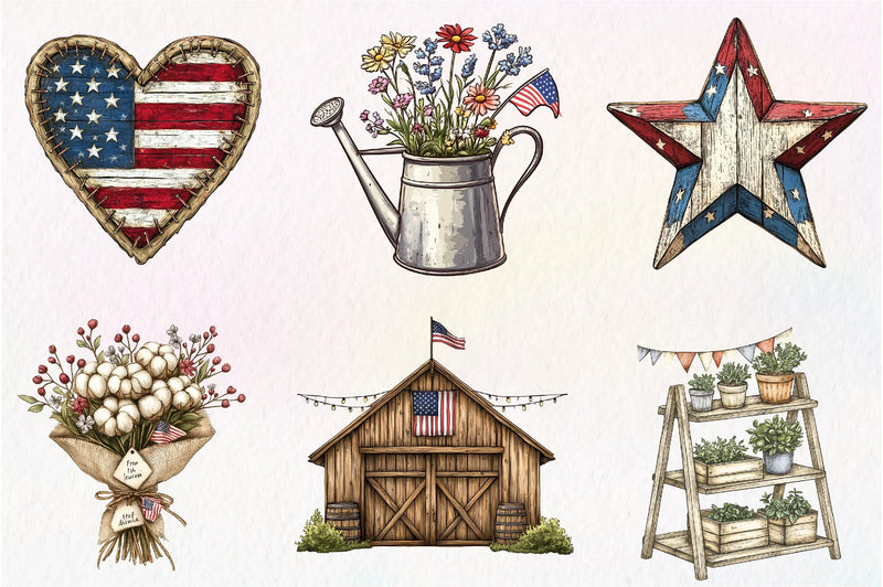 Rustic 4th Of July Clipart Bundle - CraftNest - Digital Crafting and Art