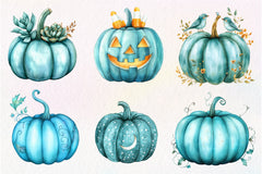 Teal Pumpkins Clipart Bundle - CraftNest - Digital Crafting and Art