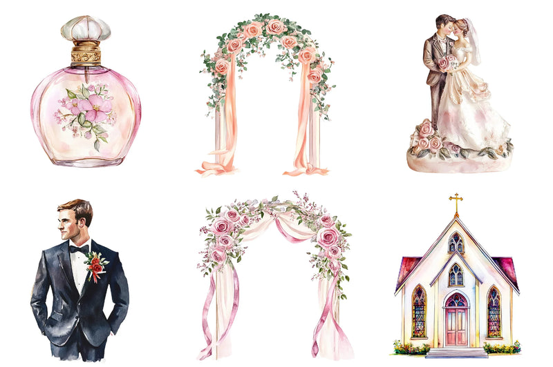 Retro Wedding Day Clipart Bundle - CraftNest - Digital Crafting and Art