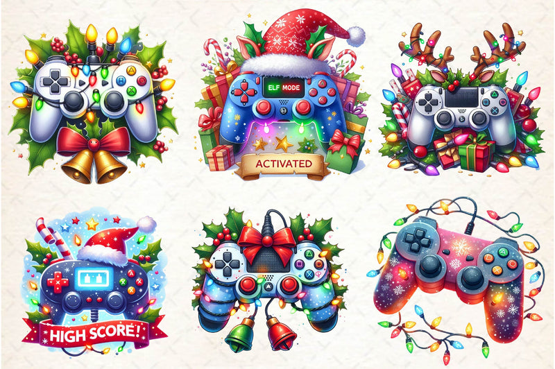 Christmas Gaming Controllers Clipart Bundle - CraftNest - Digital Crafting and Art