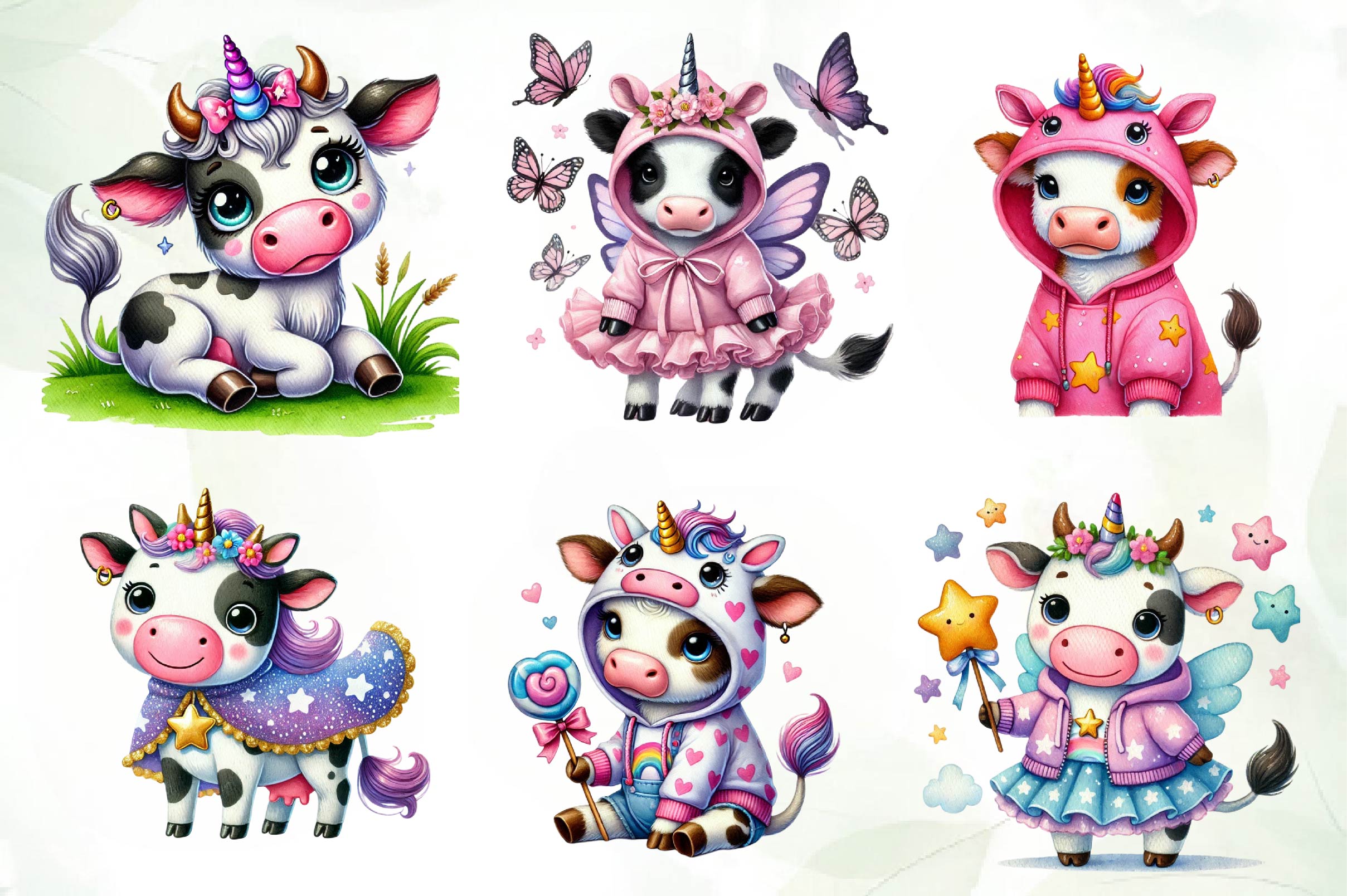 Unicorn Cute Cow Clipart Bundle - CraftNest - Digital Crafting and Art