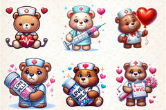 Bear Nurse Valentine Clipart Bundle - CraftNest - Digital Crafting and Art