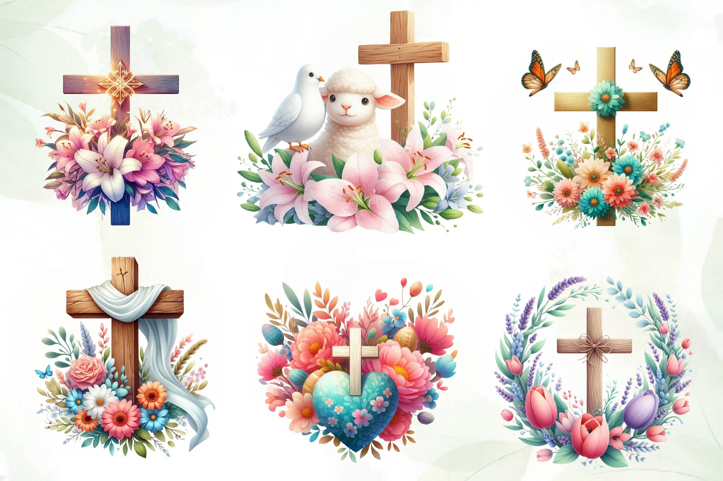 Pastel Christian Easter Clipart Bundle - CraftNest - Digital Crafting and Art