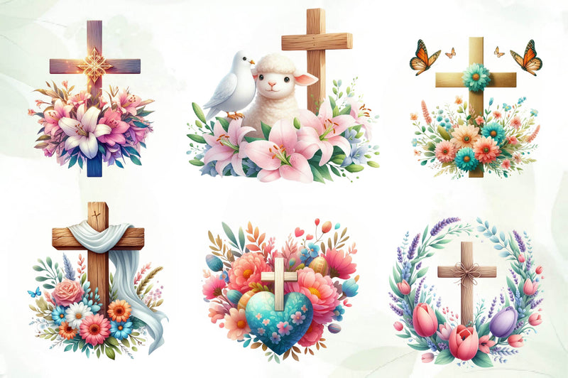 Pastel Christian Easter Clipart Bundle - CraftNest - Digital Crafting and Art