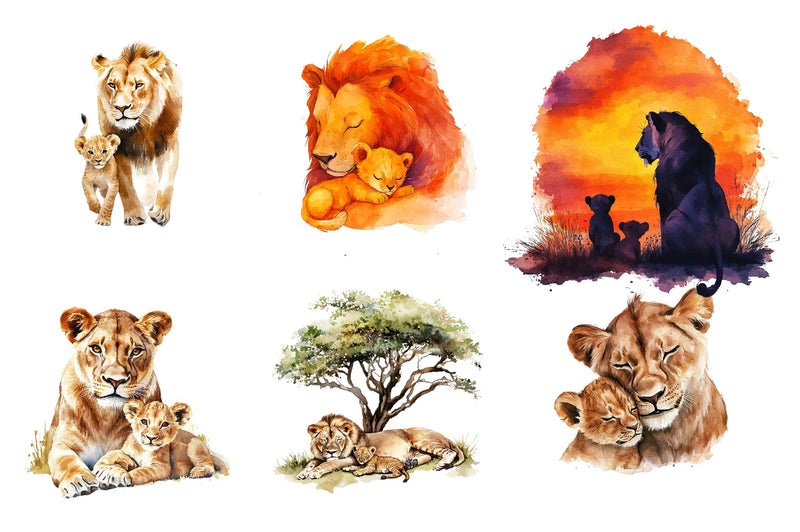 Lioness & Cub Clipart Bundle - CraftNest - Digital Crafting and Art