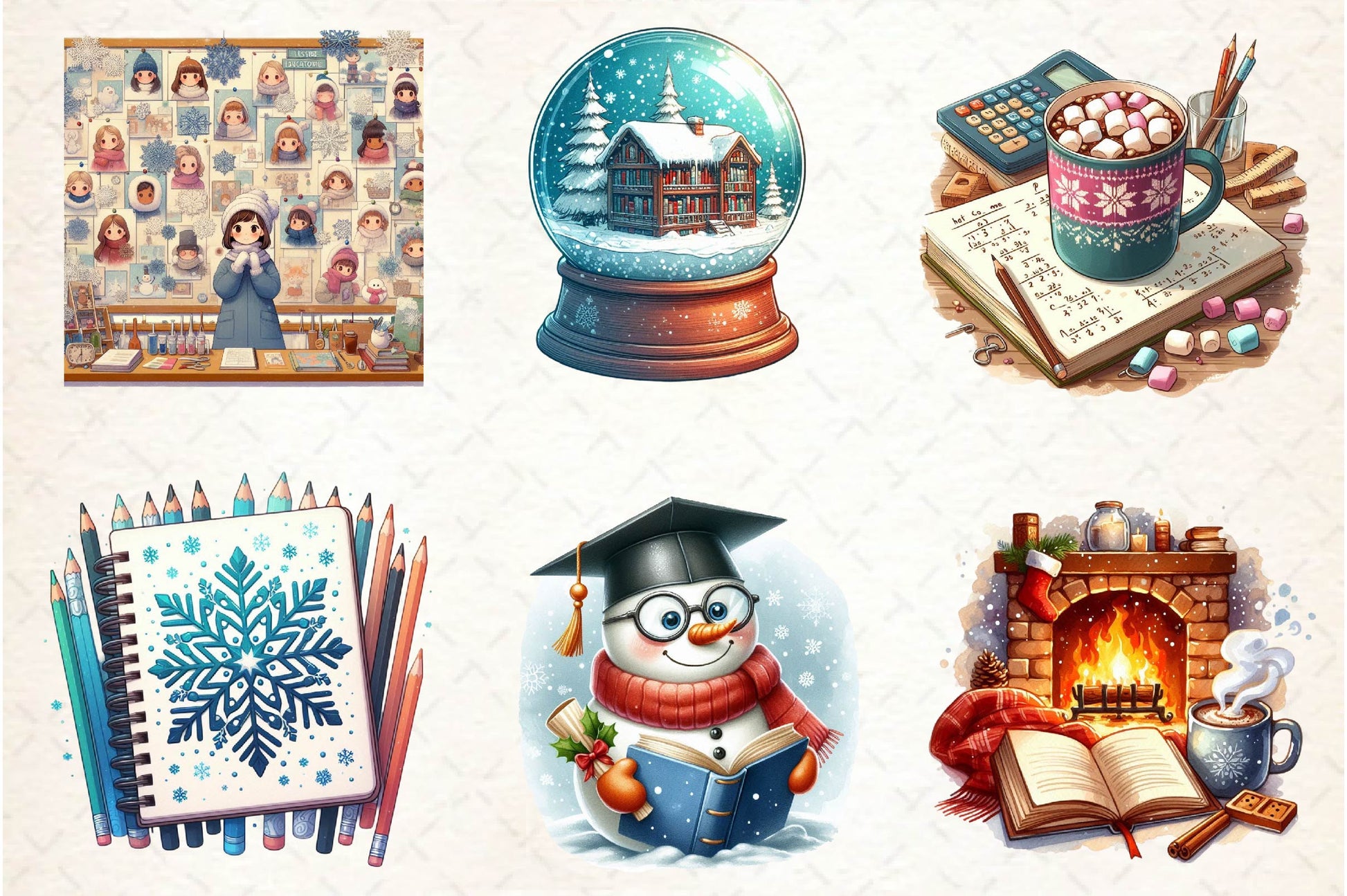 Cozy Winter Educational Clipart Bundle - CraftNest - Digital Crafting and Art