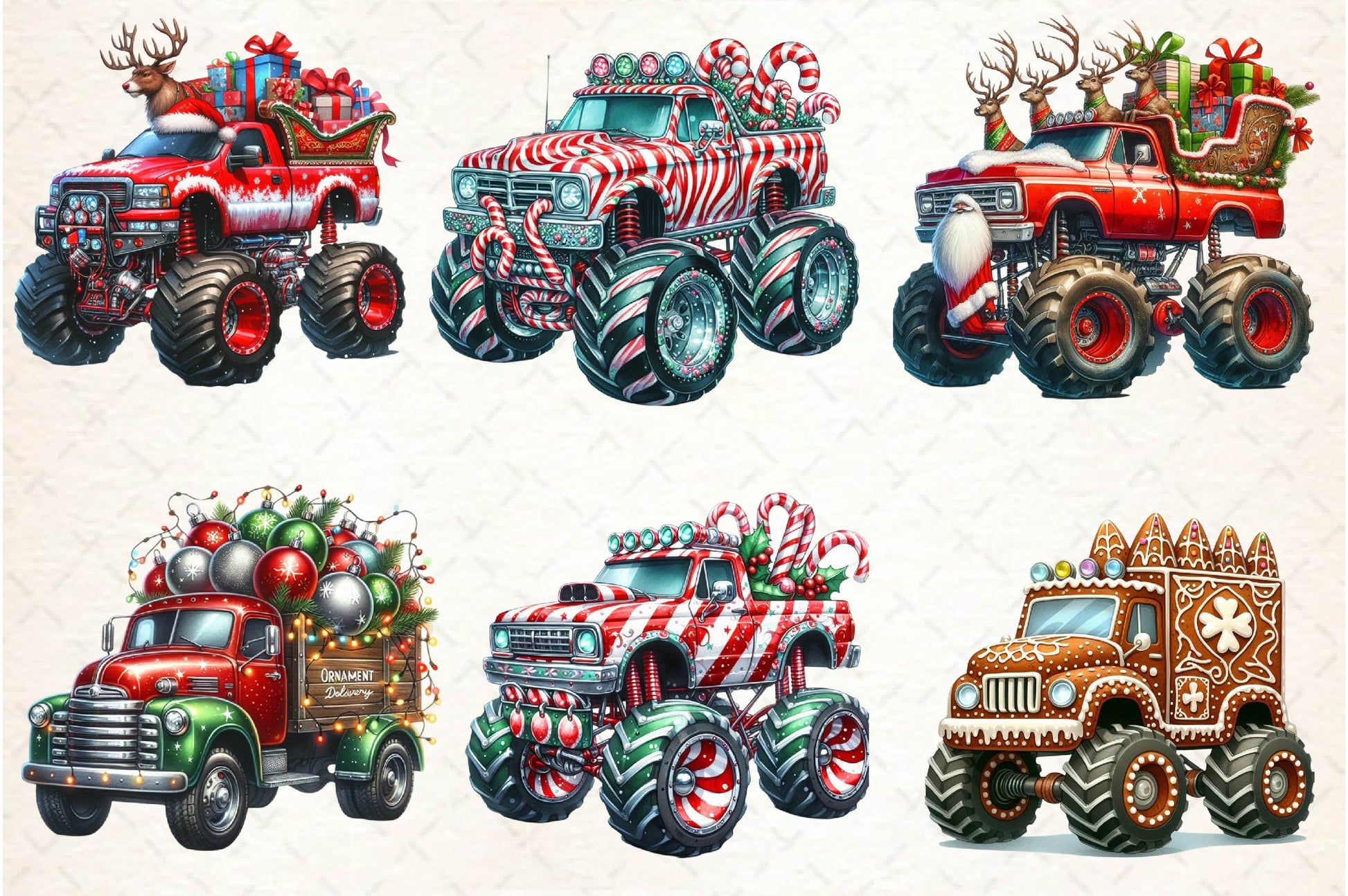 Christmas Monster Truck Clipart Bundle - CraftNest - Digital Crafting and Art