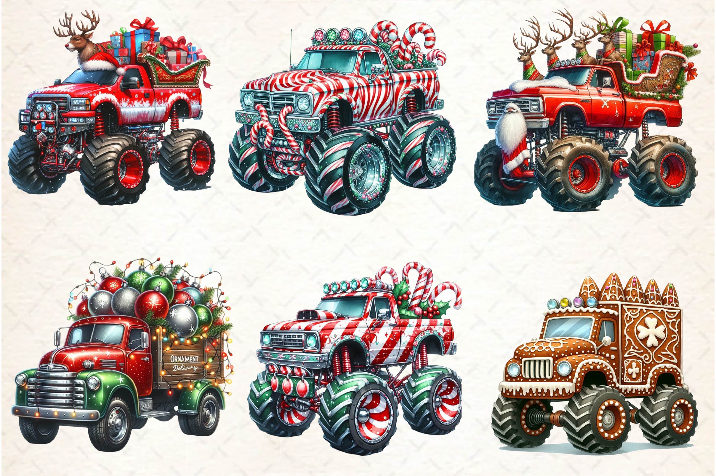 Christmas Monster Truck Clipart Bundle - CraftNest - Digital Crafting and Art