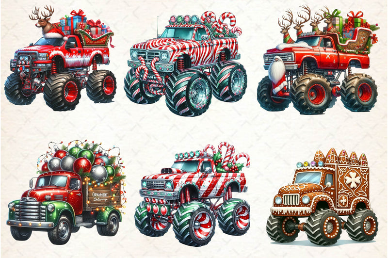 Christmas Monster Truck Clipart Bundle - CraftNest - Digital Crafting and Art
