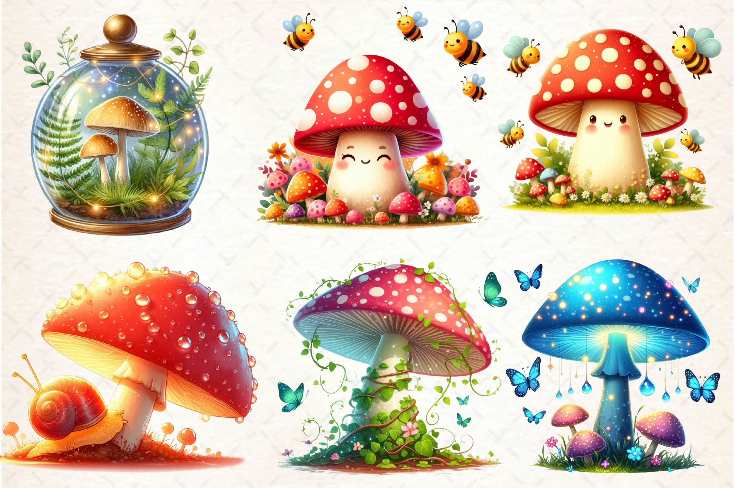 Summer Mushrooms Clipart Bundle 1 - CraftNest - Digital Crafting and Art