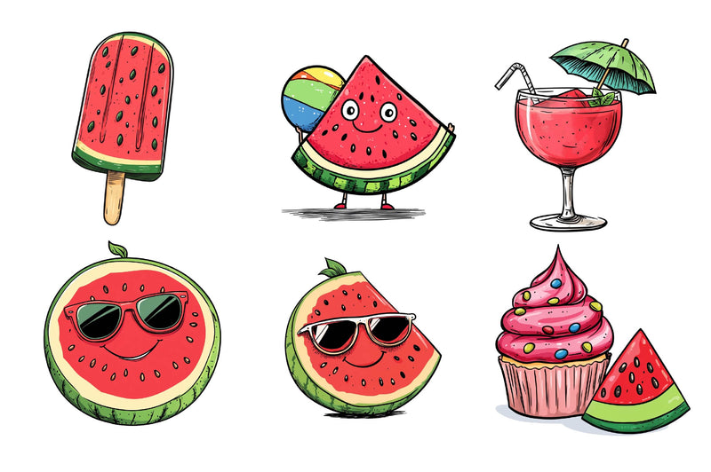 Summer Watermelon Clipart Bundle 2 - CraftNest - Digital Crafting and Art