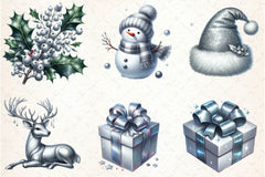Silver Christmas Clipart Bundle - CraftNest - Digital Crafting and Art
