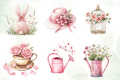 Pink Spring Clipart Bundle - CraftNest - Digital Crafting and Art
